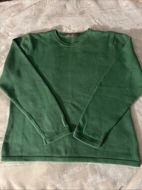 CROFT & BARROW 💚 THICK 100% COTTON GREEN CREW NECK PULLOVER SWEATER Women’s XL